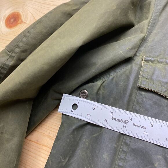 VINTAGE Viyella Jacket 42 Olive Green Wax Coat Empire Collection England Made - Picture 6 of 16